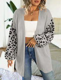 Taglie Forti Cardigan duster con modello leopardo spalle cadenti