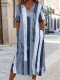 Abito da donna con scollo a V con inserti a blocchi di colore e collo intagliato di taglia large