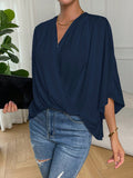 Camicia con scollo a V e maniche a 3/4 stile poncho