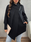 Cappotto casual con cerniera e avvolgente, taglia comoda, adatto per autunno/inverno