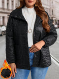 Giacca  casual imbottita, monocolore, con bottoni anteriori e maniche lunghe, taglie forti