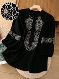 Camicetta versatile con ricami elaborati, taglie comode per donna