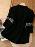 Camicetta versatile con ricami elaborati, taglie comode per donna