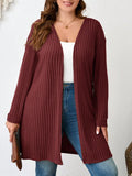 Cardigan a costine tinta unita di taglia grande, autunnale e invernale
