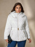 Cappotto invernale casual e versatile con chiusura lampo, taglia comoda, giacca invernale taglia comoda