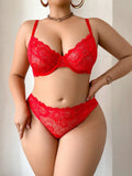 1 Set Reggiseno e Slip Donna Taglie Forti in Colore Unito con Ferretto, Comodo e Modellante