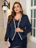 Blazer blu navy oversize da donna, autunnale