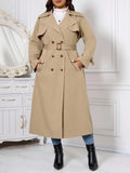 Cappotto lungo da trench con cintura e doppio petto, taglie comode