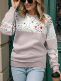 Felpa oversize da donna con stampa floreale patchwork, stile casual