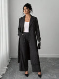 Set di giacca blazer elegante a righe con colletto e pantaloni da donna taglie forti