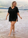 Copri-costume da bagno per vacanze in spiaggia con decorazione a pon pon, taglie comode