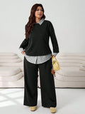 Set da 2 pezzi composto da camicia a righe con inserti in tessuto e felpa oversize
