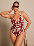 Costume da bagno intero floreale sexy da donna taglia curvy per vacanze e spiaggia