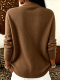 Maglione casual versatile da donna taglie forti, tinta unita