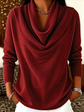 Maglione casual versatile da donna taglie forti, tinta unita - Rosso