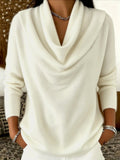 Maglione casual versatile da donna taglie forti, tinta unita - Beige