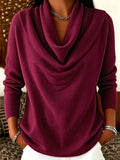 Maglione casual versatile da donna taglie forti, tinta unita - Fucsia