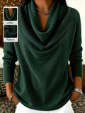 Maglione casual versatile da donna taglie forti, tinta unita - Verde Scuro