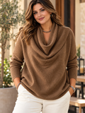 Maglione casual versatile da donna taglie forti, tinta unita