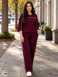 Set da 2 pezzi primavera/autunno per donna taglie forti, nuova maglietta a girocollo con maniche 3/4 e pantaloni lunghi casual