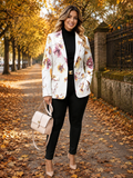 Blazer con stampa floreale e maniche lunghe con tasche, elegante e casual