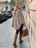 Giacca da donna taglie forti con colletto a scialle in finta pelliccia, maniche larghe soffici con patchwork