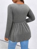 Taglie Forti Maglietta collo quadrato plissettato peplum