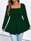Taglie Forti Maglietta collo quadrato plissettato peplum