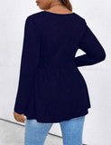 Taglie Forti Maglietta collo quadrato plissettato peplum