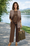 Completo elegante da donna di grandi dimensioni, composto da 3 pezzi, con stampa alla moda, adatto per la primavera