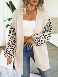 Taglie Forti Cardigan duster con modello leopardo spalle cadenti