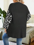 Taglie Forti Cardigan duster con modello leopardo spalle cadenti