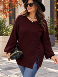 Maglione oversize da donna con collo a giro, spalle cadenti, maniche lunghe