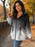 Giacca oversize con cappuccio a maniche lunghe, vita con coulisse e stampa sfumata