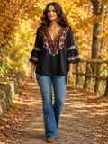 Camicia casual da donna taglie forti con stampa floreale per uso quotidiano in autunno