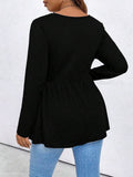 Taglie Forti Maglietta collo quadrato plissettato peplum