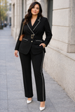 Completo blazer elegante con patchwork e pantaloni a gamba dritta