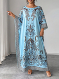 Abito casual oversize con maniche a pipistrello, scollo tondo e stampa