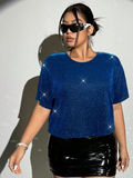 Maglietta con glitter, taglie grandi, adatto per uscire