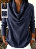 Maglione casual versatile da donna taglie forti, tinta unita - Blu Navy