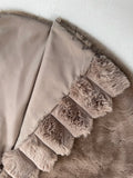 Giacca da donna taglie forti con colletto a scialle in finta pelliccia, maniche larghe soffici con patchwork